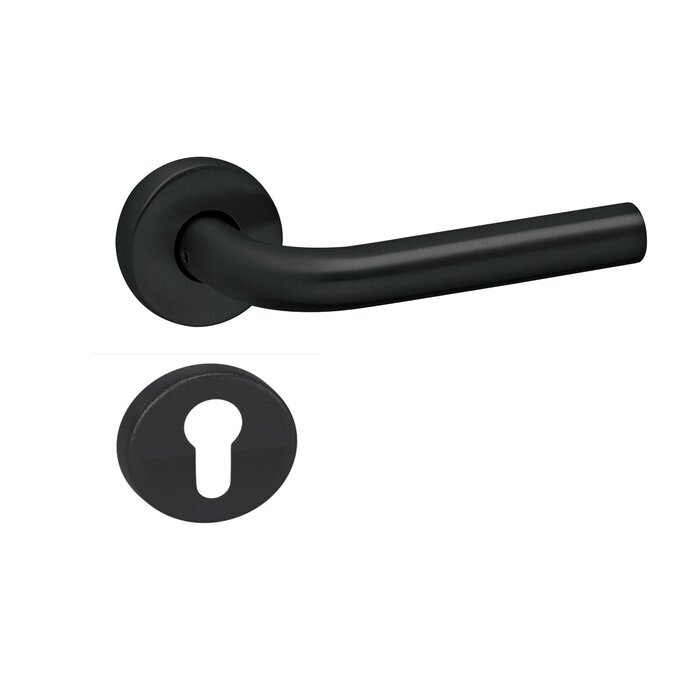 Artitec Black door handles 'LIDO' on round plastic rosettes