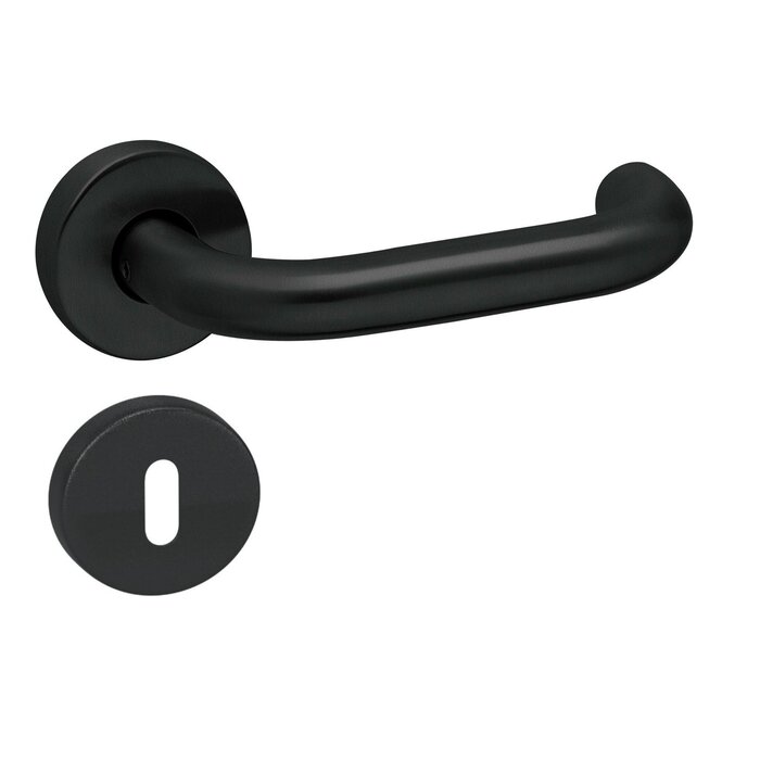 Artitec Poignées de porte noires 'UNO' sur rosaces rondes en plastique