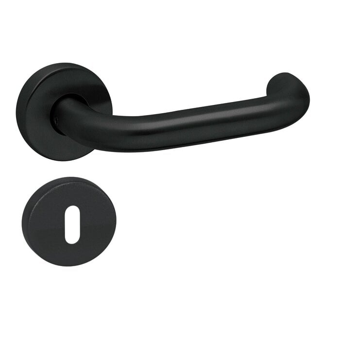 Artitec Zwarte deurklinken 'UNO' op ronde kunststof rozetten