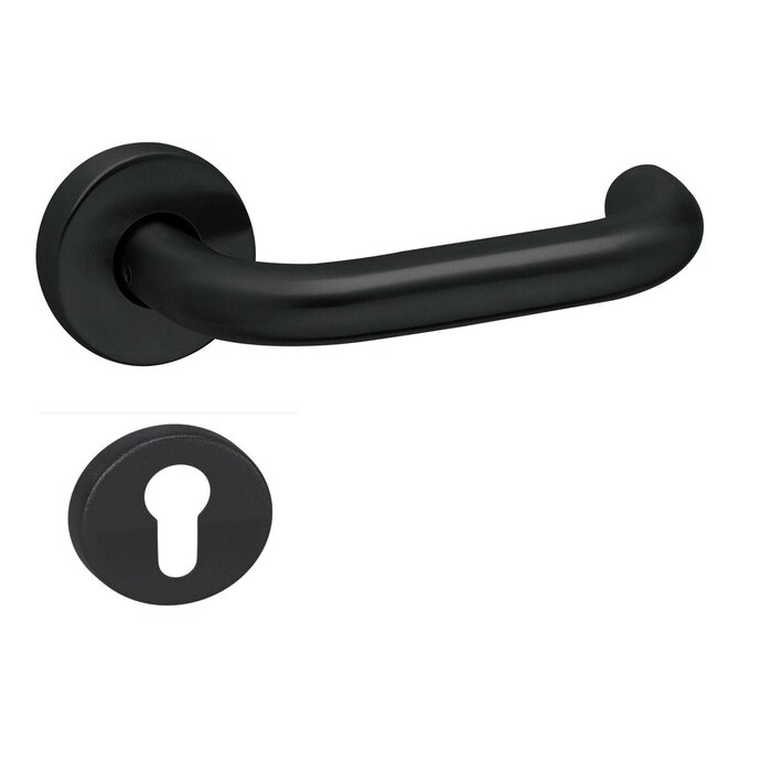 Artitec Poignées de porte noires 'UNO' sur rosaces rondes en plastique