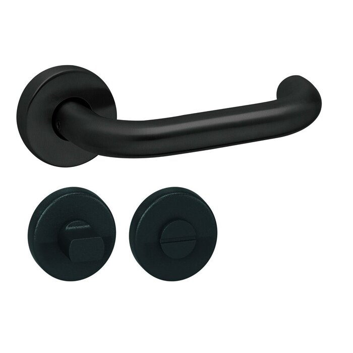 Artitec Black door handles 'UNO' on round plastic rosettes