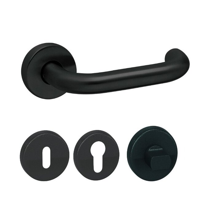 Artitec Poignées de porte noires 'UNO' sur rosaces rondes en plastique