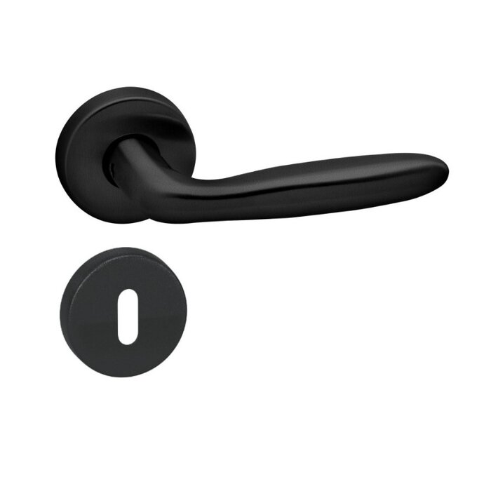 Artitec Black door handles 'CINO' on round plastic rosettes