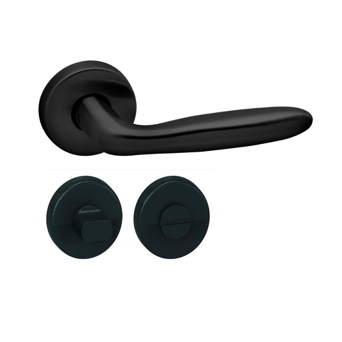 Artitec Black door handles 'CINO' on round plastic rosettes