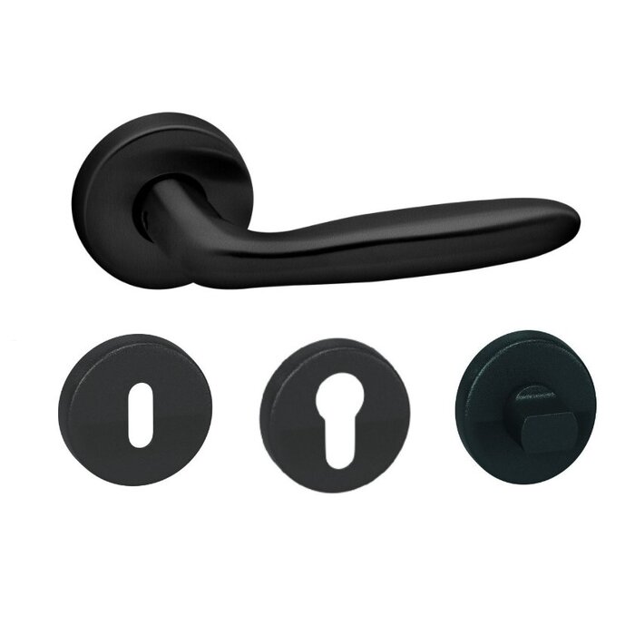 Artitec Black door handles 'CINO' on round plastic rosettes