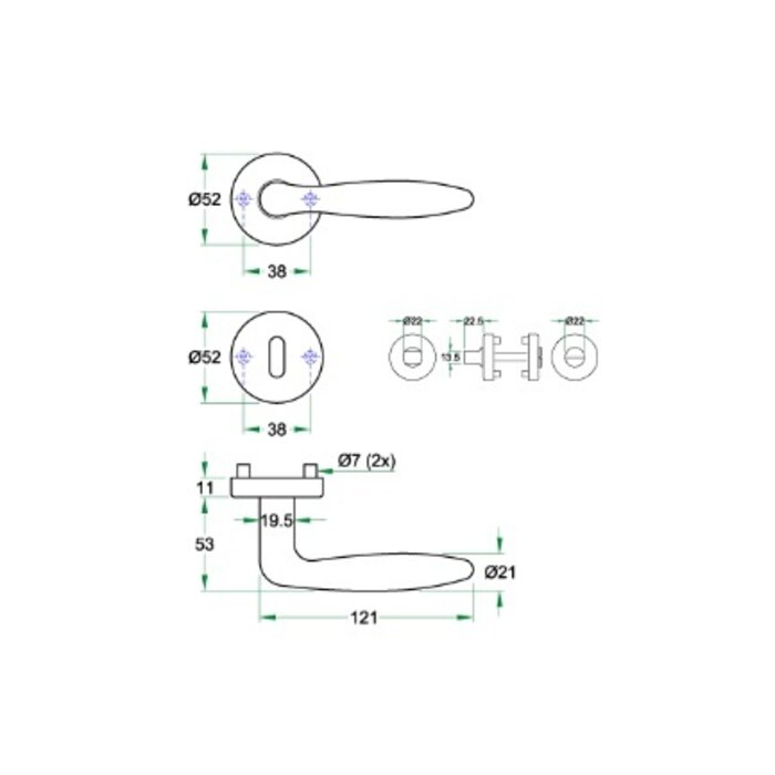 Artitec Poignées de porte noires 'CINO' sur rosaces rondes en plastique