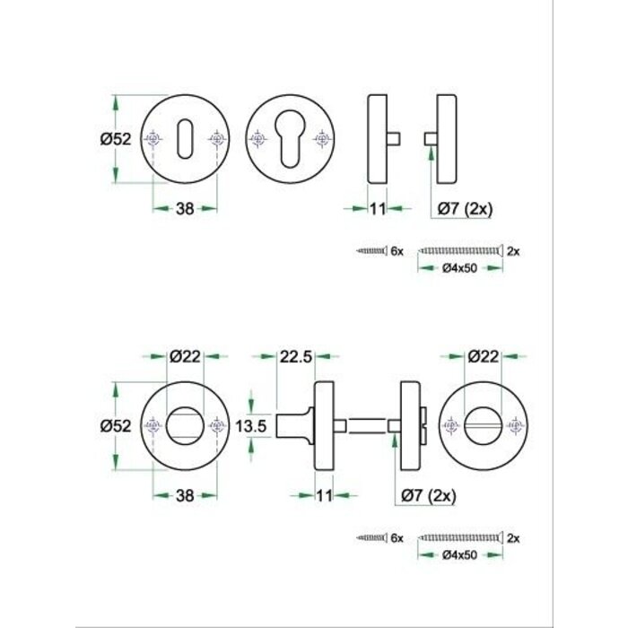 Artitec Zwarte deurklinken 'TIGO' op ronde kunststof rozetten