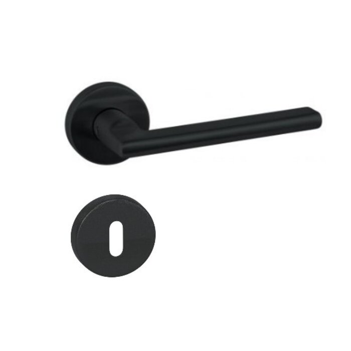 Artitec Black door handles 'TIGO' on round plastic rosettes
