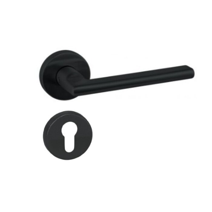 Artitec Black door handles 'TIGO' on round plastic rosettes