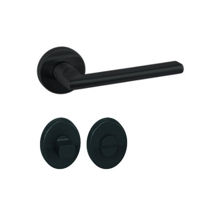 Artitec Schwarze Türgriffe „TIGO“ auf runden Kunststoffrosetten