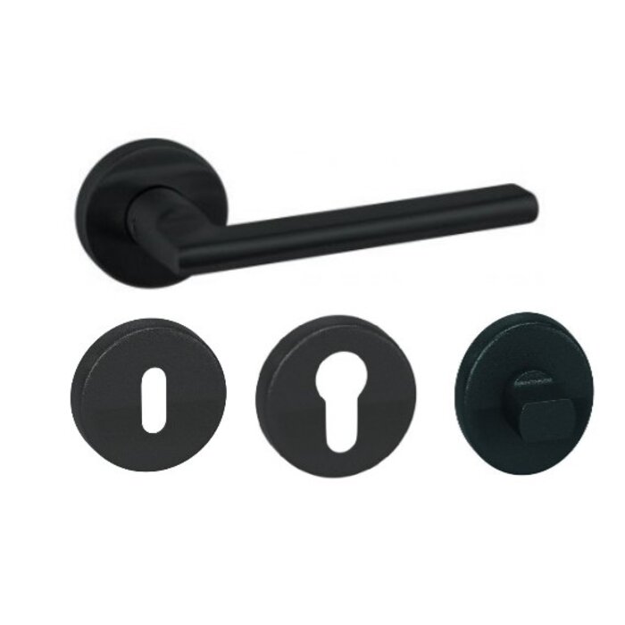 Artitec Black door handles 'TIGO' on round plastic rosettes
