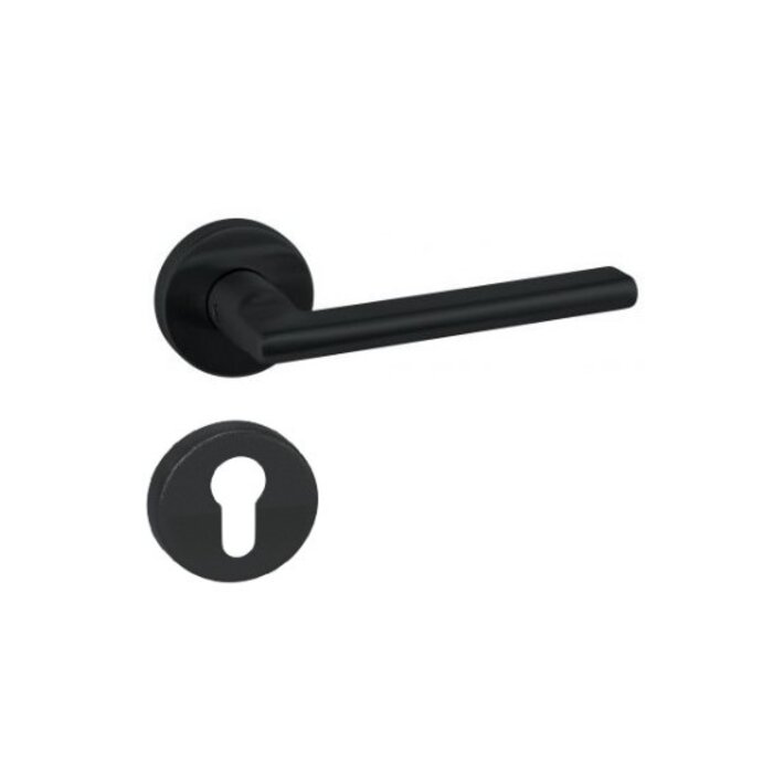Artitec Black door handles 'VIGO' on round plastic rosettes