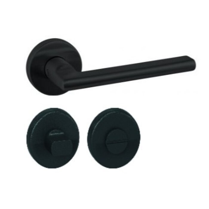 Artitec Black door handles 'VIGO' on round plastic rosettes