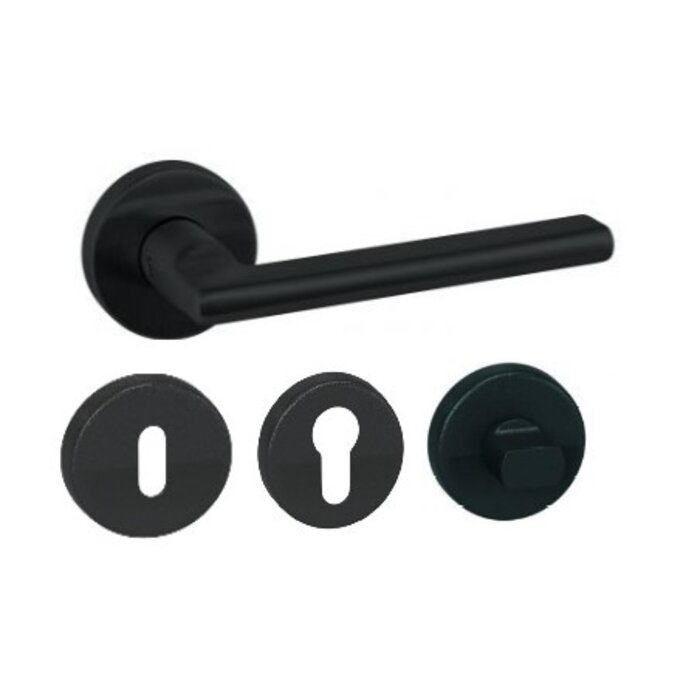Artitec Black door handles 'VIGO' on round plastic rosettes