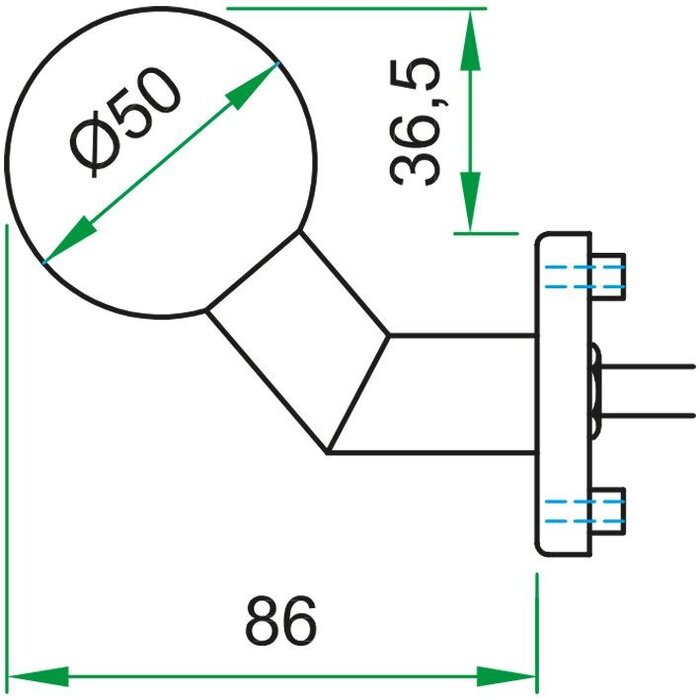 Artitec Schwarzer Wechselknopf Ø 50 mm auf Rosette mit Nocken befestigt – schräg