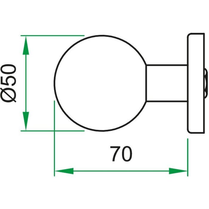 Artitec Bouton de porte noir Ø 50mm rotatif sur rosace sans cames - Droit