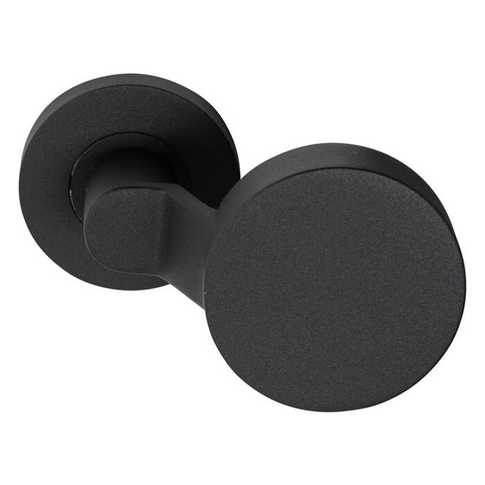 Artitec Fixed flat black door knob Ø 50 mm with cams and changeable pin - Slanted