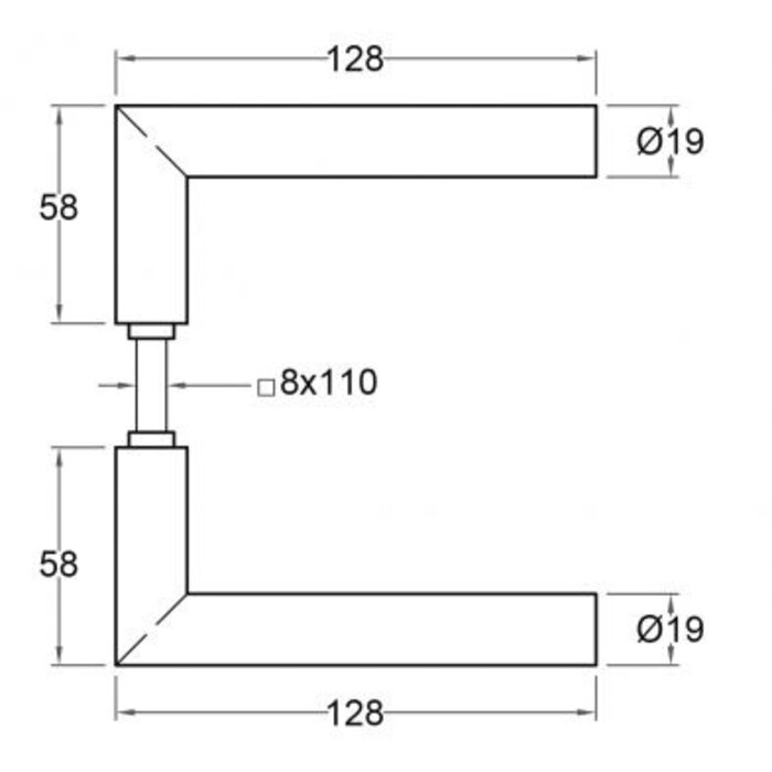 Artitec Schwarzer Sicherheits-Türbeschlag mit Kernzugschutz am Schild SKG*** 2 x Türgriff - PC -2 mm