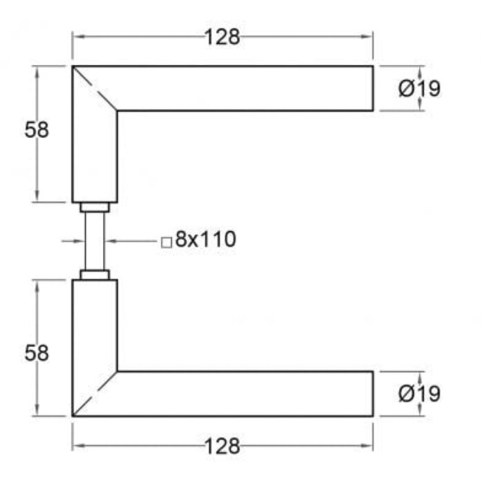 Artitec Black security door fitting with core pull protection on narrow shield SKG*** 2 x door handle - PC 72 mm