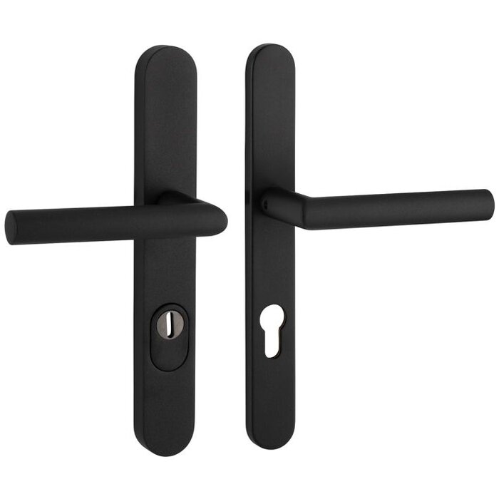 Artitec Ferrure de porte de sécurité noire avec protection anti-arrachement sur bouclier étroit SKG*** 2 x poignée de porte - PC 72 mm