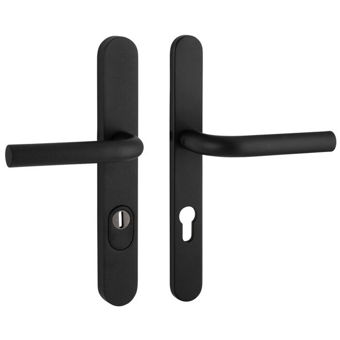 Artitec Black security door fitting with core pull protection on narrow shield SKG*** 2 x door handle - PC 72 mm