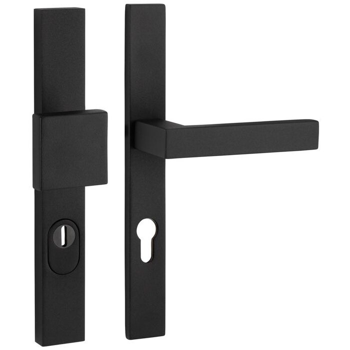 Artitec Ferrure de porte de sécurité noire avec protection anti-arrachement sur bouclier droit Bouton/poignée de porte SKG*** - PC 92 mm