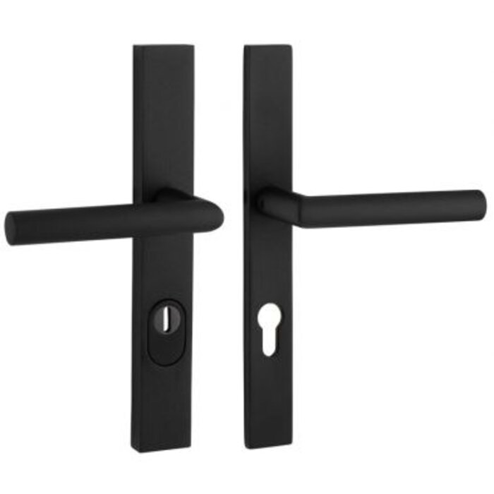 Artitec Ferrure de porte de sécurité noire avec protection anti-arrachement sur bouclier droit SKG*** 2 x poignée de porte - PC 72 mm