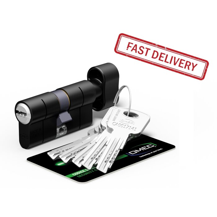 OMEC OTTOO Cylindre de sécurité modulaire OMEC OTTO avec bouton (A/B) - Noir