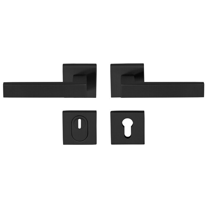 Artitec Security door fitting on square rosette - SKG*** - Black with fine structure