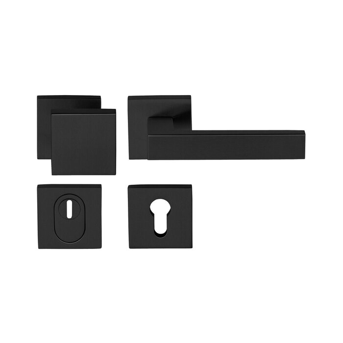 Artitec Security door fitting on square rosette - SKG*** - Black with fine structure