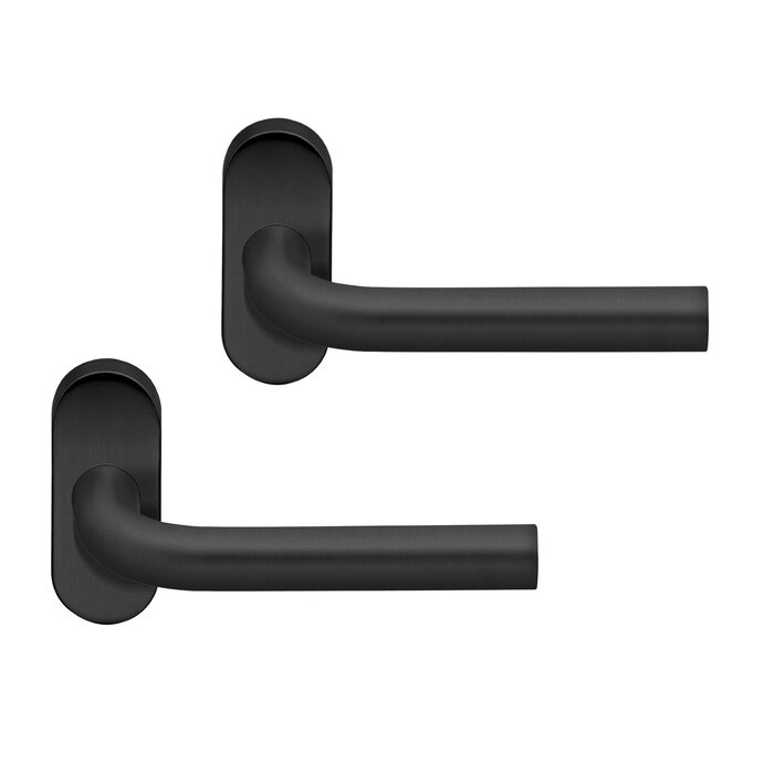 Artitec Profiled door fitting on oval rosette - CLASS 4 - Black with fine structure