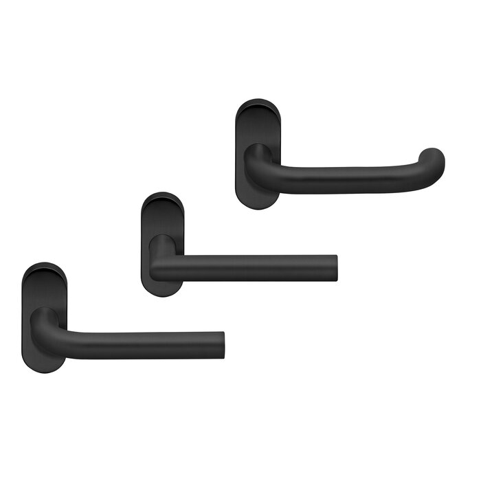 Artitec Ferrure de porte profilée sur rosace ovale - CLASSE 4 - Noir à structure fine