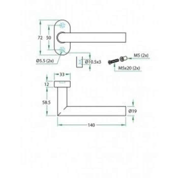 Artitec Profiled door fitting on oval rosette - CLASS 4 - Black with fine structure