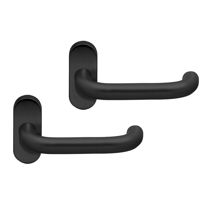 Artitec Ferrure de porte profilée sur rosace ovale - CLASSE 4 - Noir à structure fine