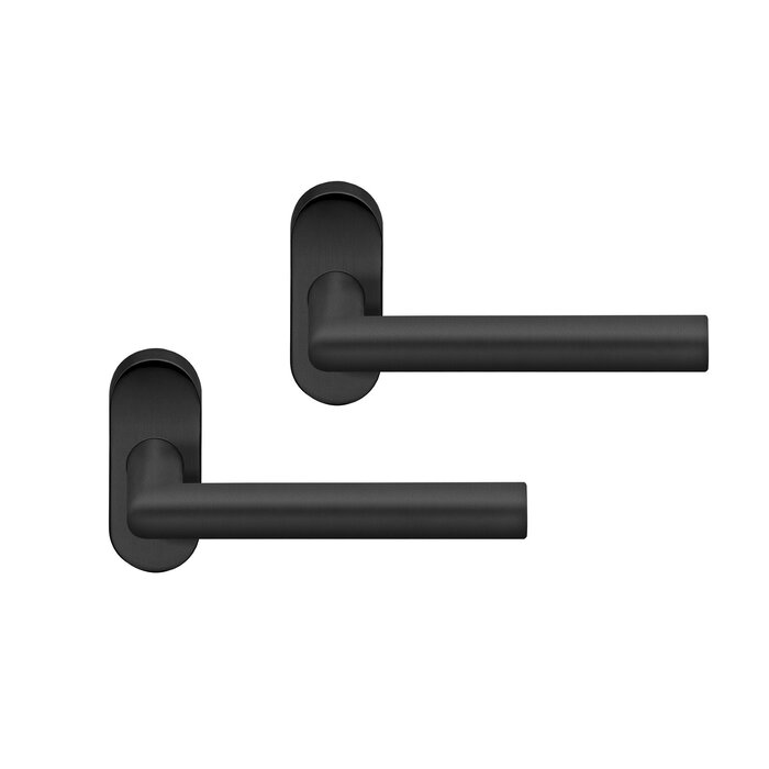 Artitec Profiled door fitting on oval rosette - CLASS 4 - Black with fine structure