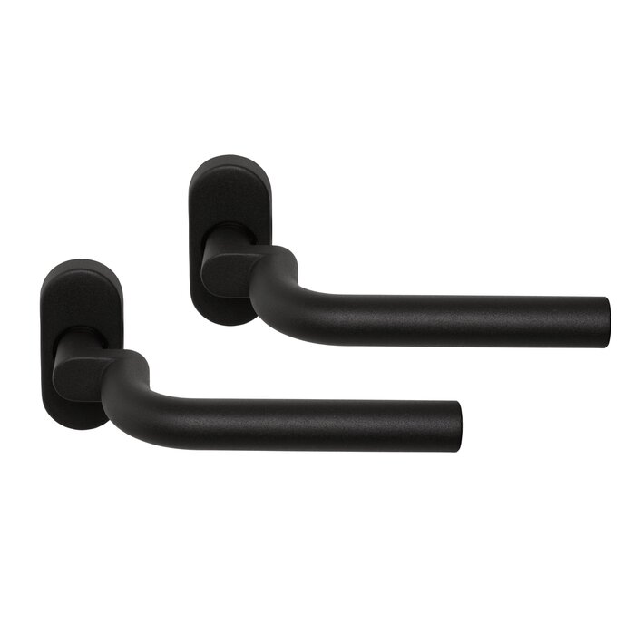 Artitec Profiled door fitting on oval rosette - CLASS 4 - Black with fine structure - Cropped