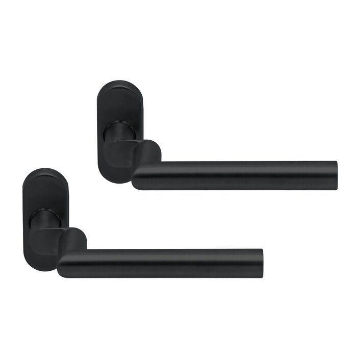 Artitec Ferrure de porte profilée sur rosace ovale - CLASSE 4 - Noir à structure fine - Recadrée