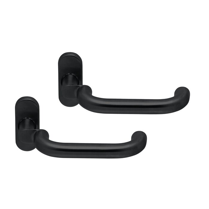 Artitec Ferrure de porte profilée sur rosace ovale - CLASSE 4 - Noir à structure fine - Recadrée