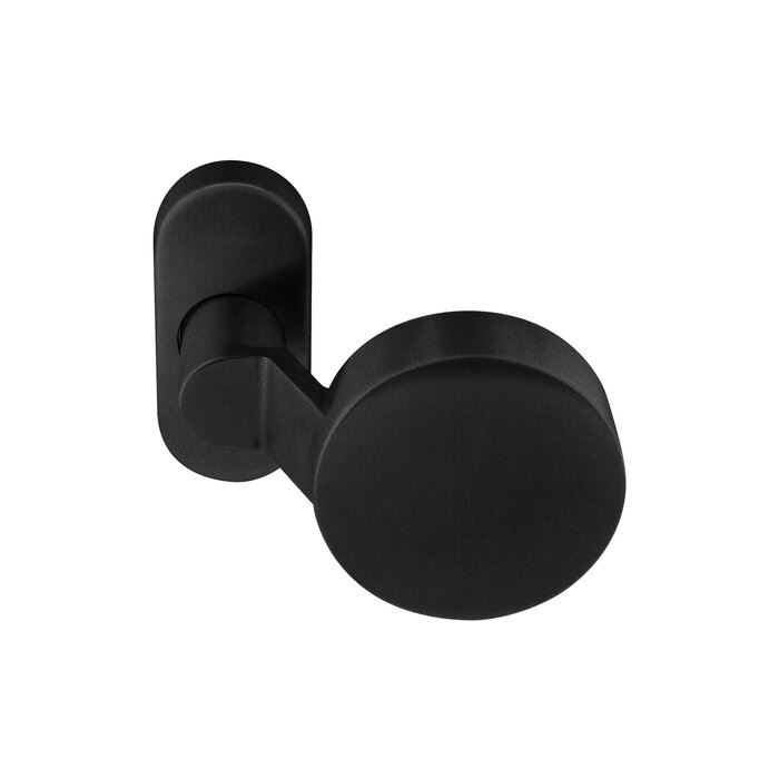 Artitec Fixed flat black doorknob on oval rosette - Slanted
