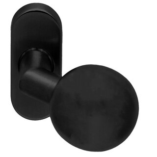 Artitec Poignée de porte ronde noire fixe sur rosace ovale - Inclinée