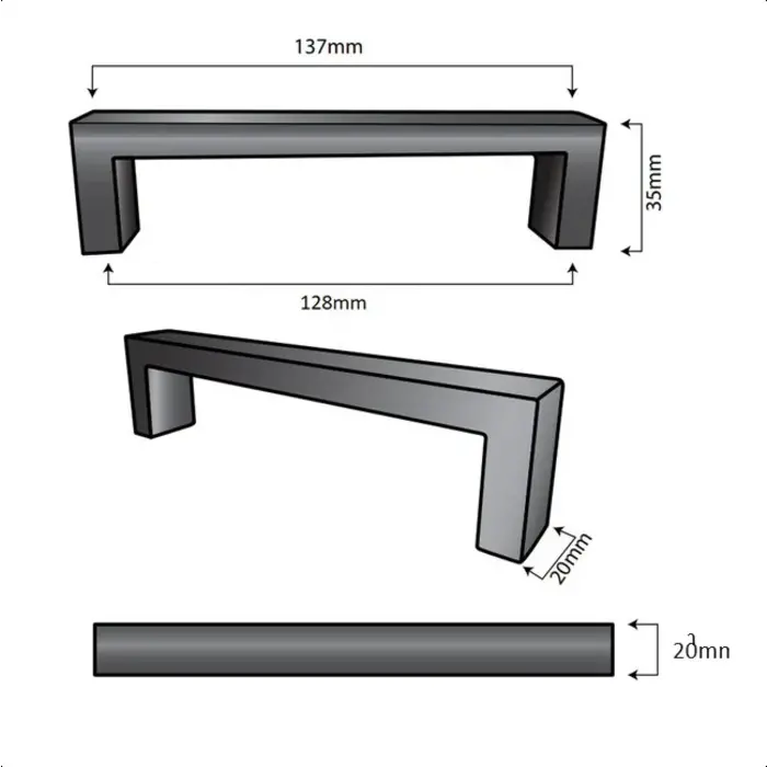 DKS Stainless steel furniture handles ATLANTA - 12 x20 mm - Gold