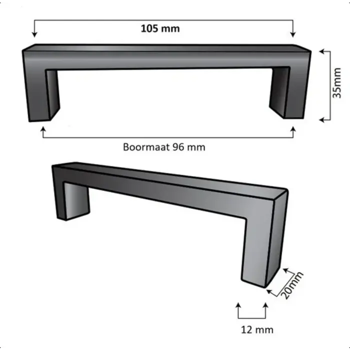 DKS Stainless steel furniture handles ATLANTA - 12 x20 mm - Gold