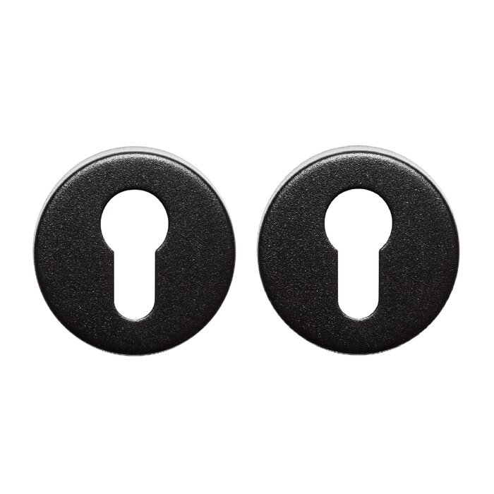 In-Door 2 plaques de cylindre en acier inoxydable rondes noir mat pour serrure à cylindre