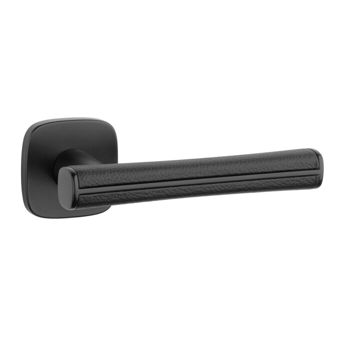 Aprile Solid Aprile door handles DAVIDIA square rounded - matt black / black leather