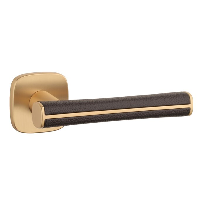 Aprile Massive Aprile Türgriffe DAVIDIA eckig abgerundet - matt gold/braunes Leder