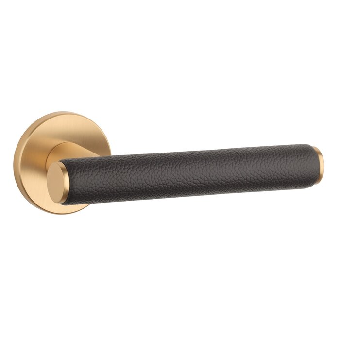 Aprile Solid Aprile door handles EGERIA Ø52mm - matt gold/brown leather