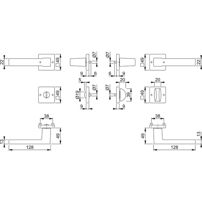 Hoppe Poignée de porte Hoppe noire AUSTIN à goupille rapide - Classe 3