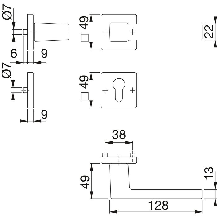 Hoppe Schwarzer Hoppe-Türgriff AUSTIN mit Schnellstift - Klasse 3