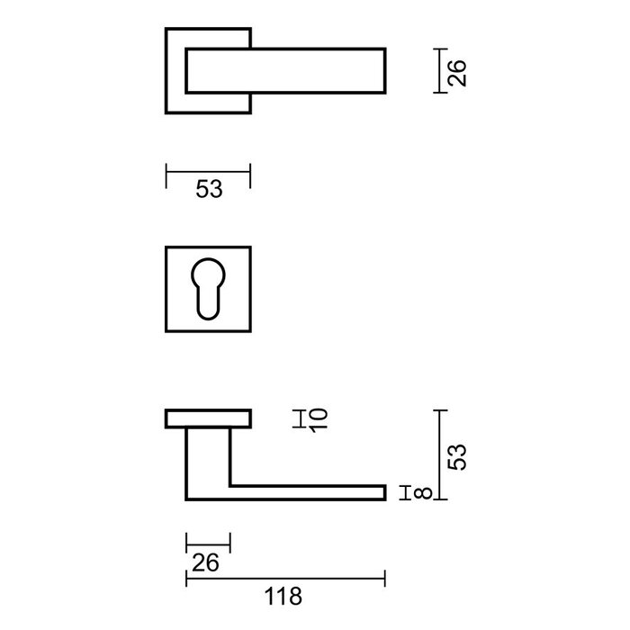 HDD Stainless steel look door handles Cubica
