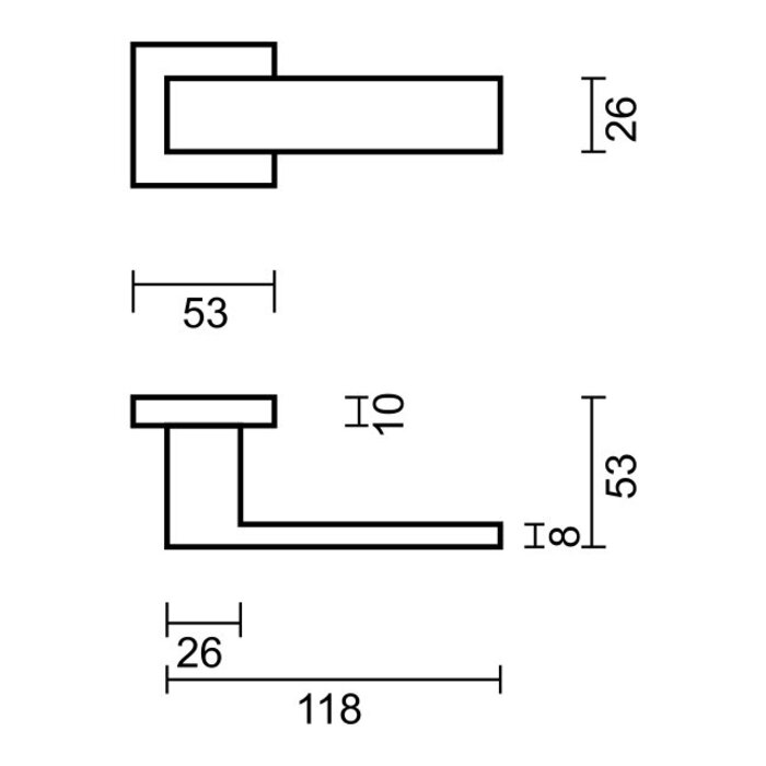 HDD Stainless steel look door handles Cubica